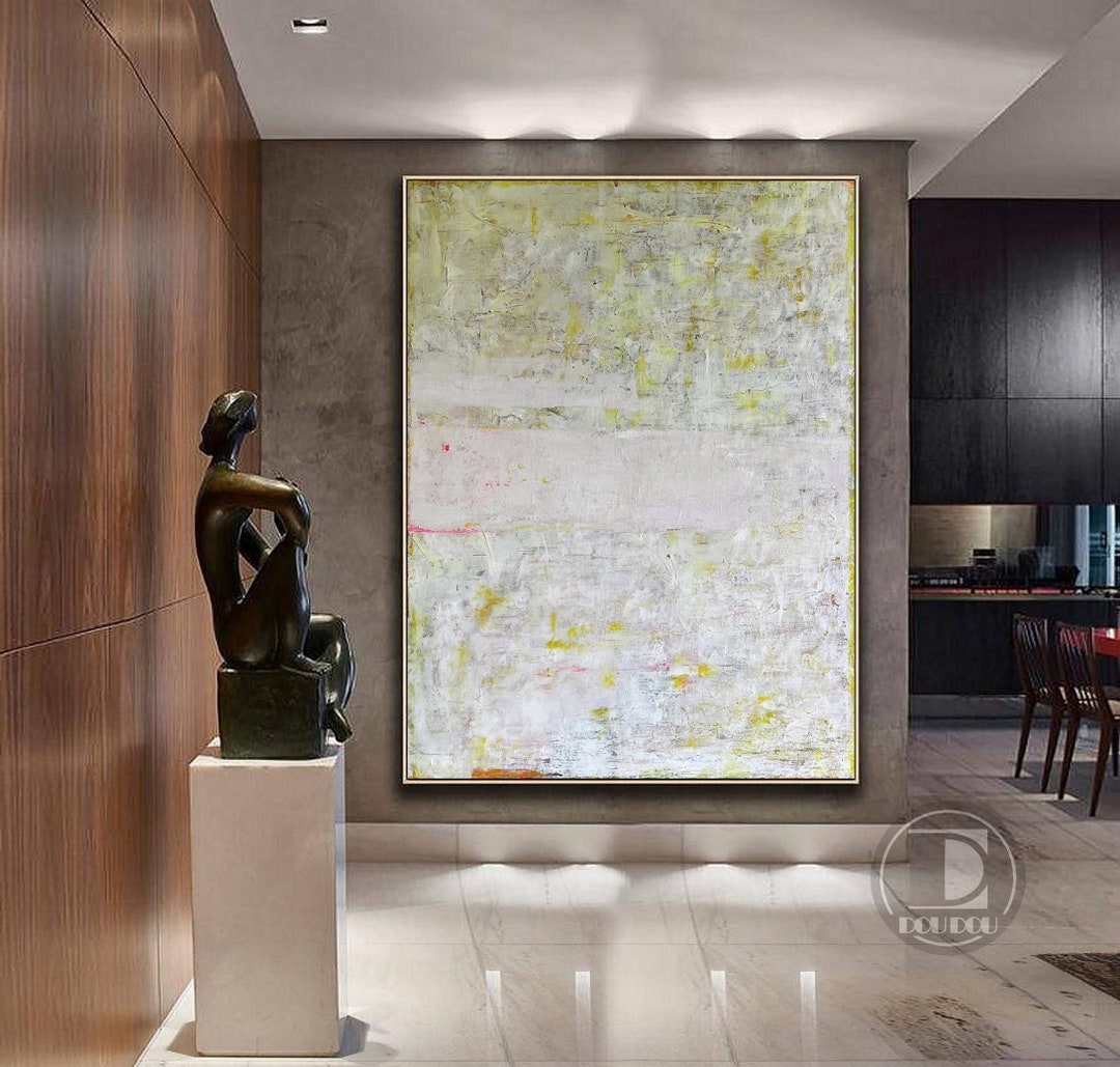 White Wabi Sabi Wall Art Yellow White Abstract Painting Large Abstract ...