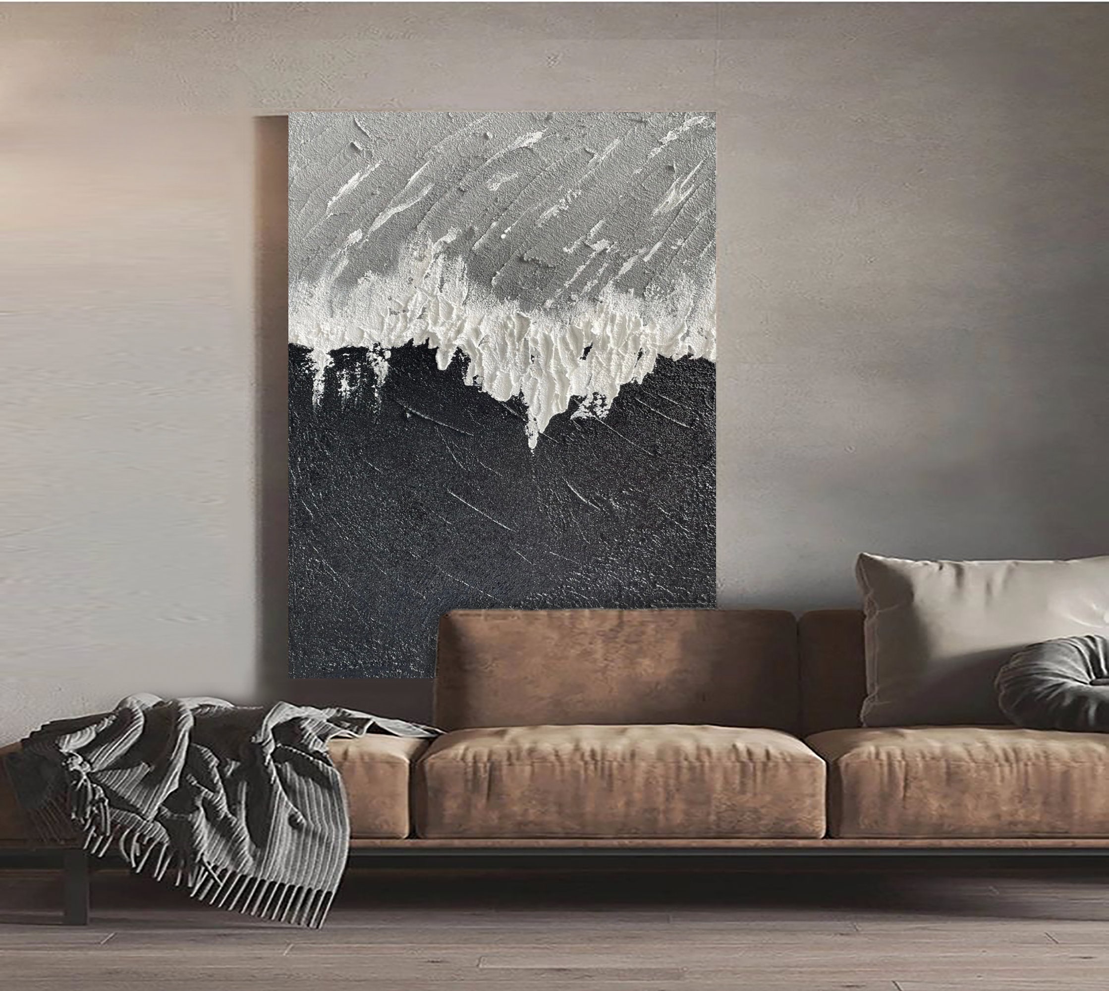 Black and White Abstract Art White Textured Wall Art Gray and White 3d