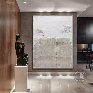 Wabi Sabi Wall Art Gray White Minimalist Abstract Painting on Canvas ...