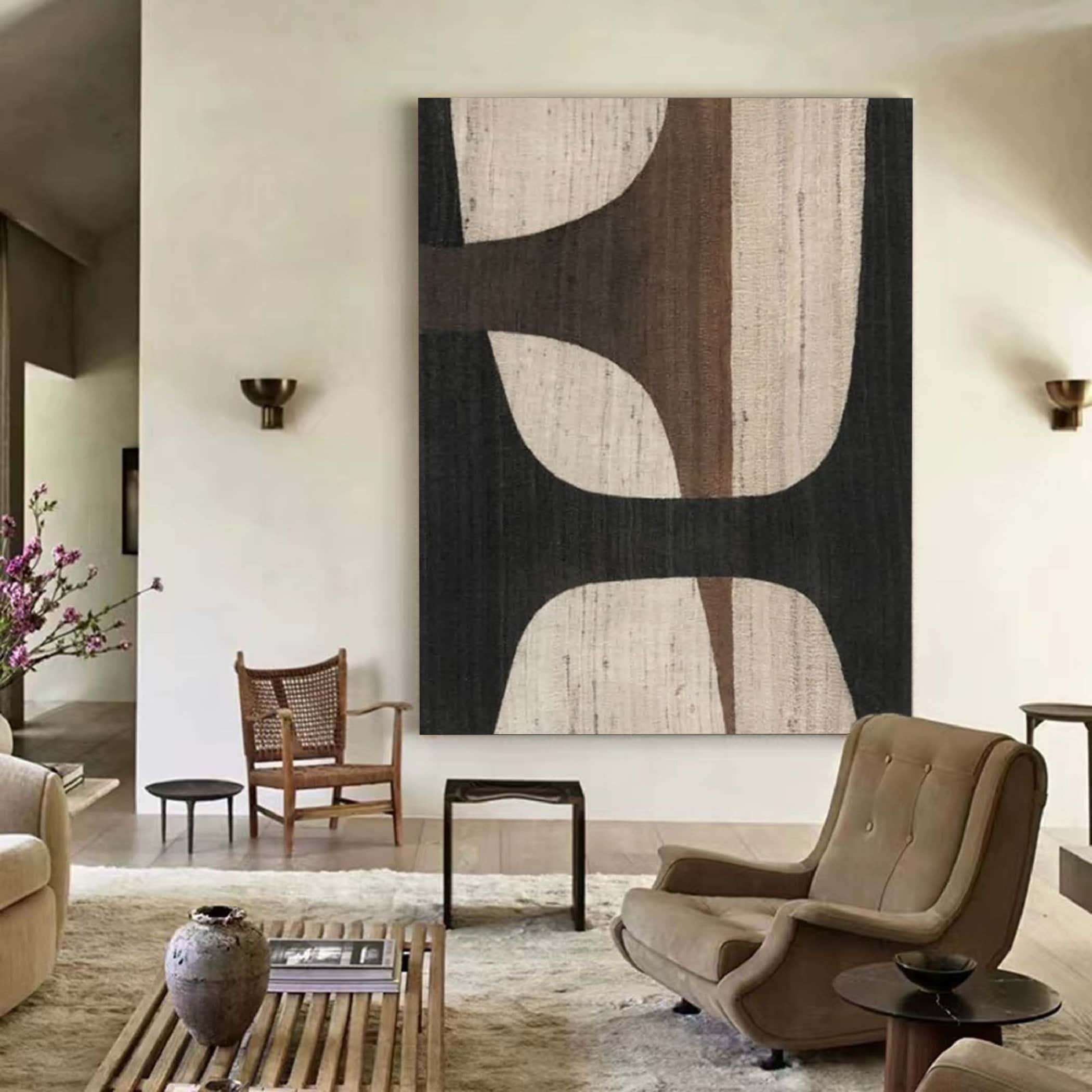 Black Brown Wabi Sabi Textured Wall Art,large Abstract Painting on ...