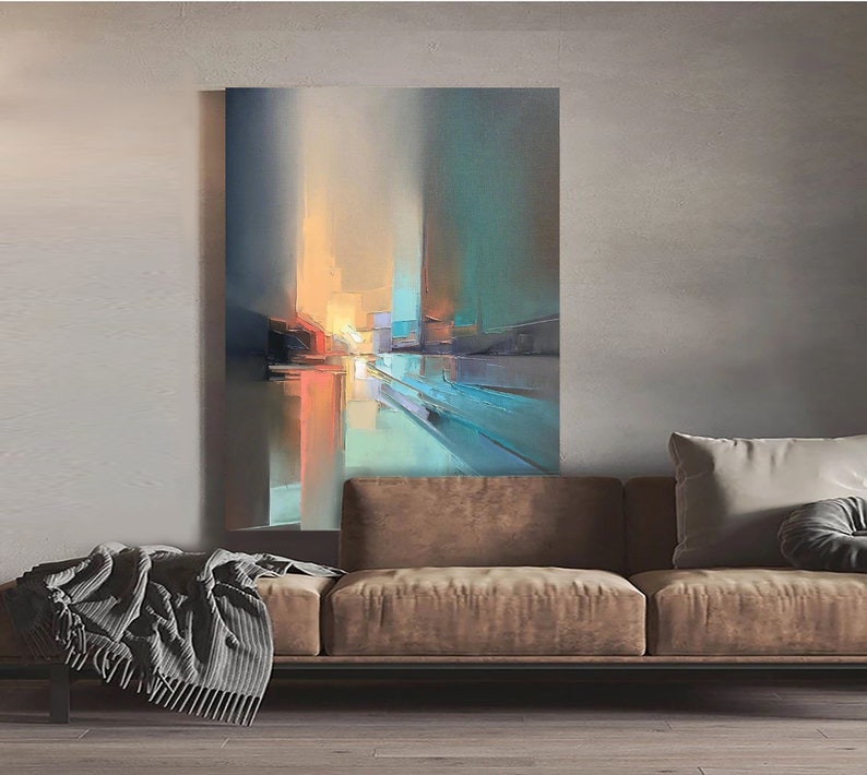 Large color abstract painting on canvas textured wall art contemporary art decor modern abstract wall art wabi sabi living room wall art image 3