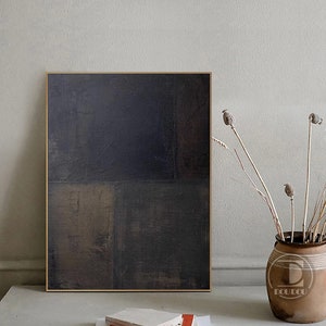 Large Black Minimalist Abstract Painting Wabi Sabi Textured Wall Art ...