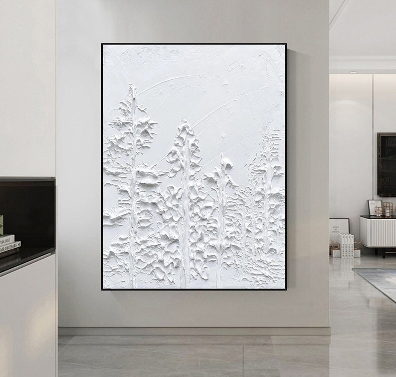 White 3d textured art white textured painting white textured wall art white wall art white abstract canvas wall art white abstract art image 2