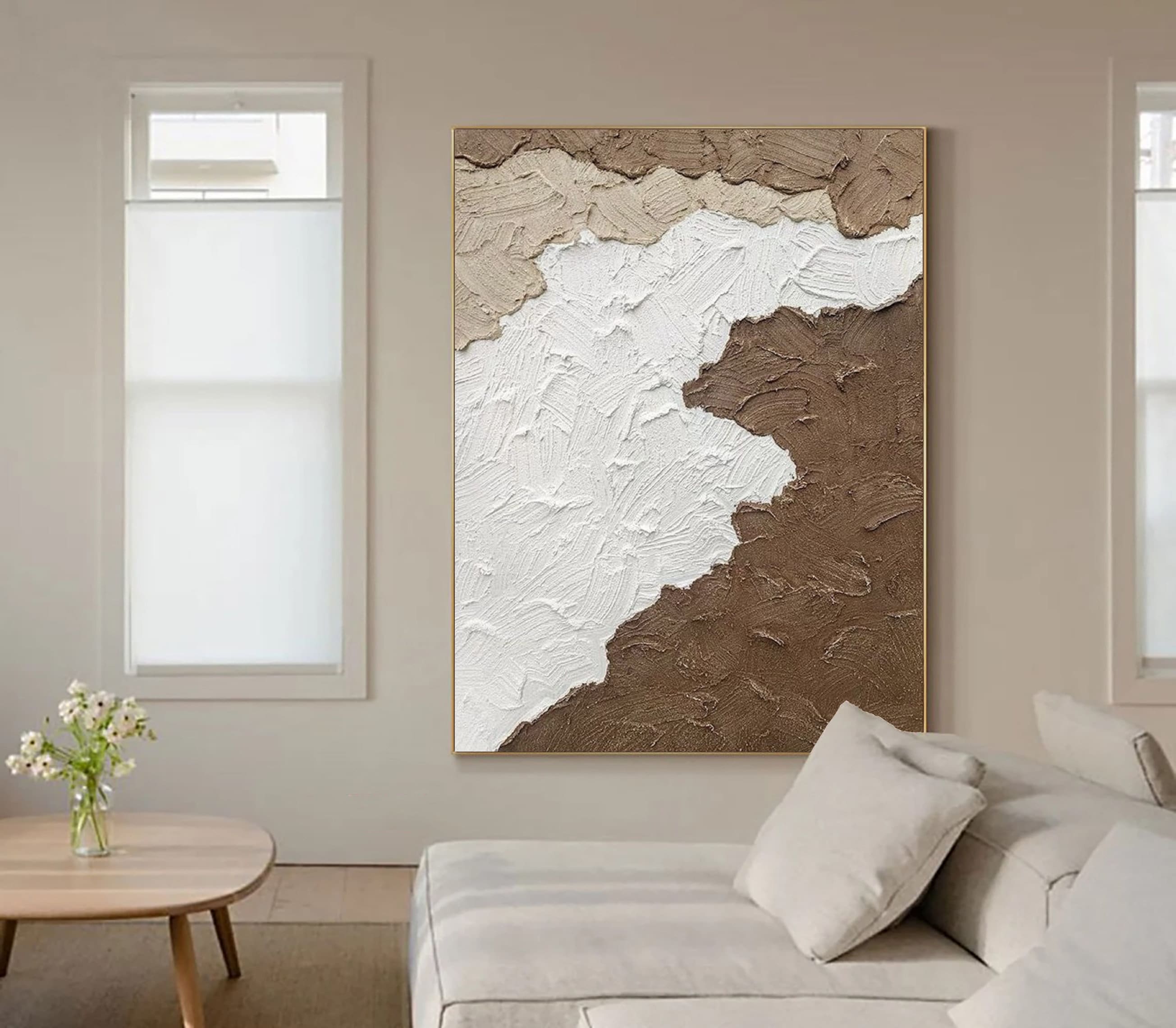 Brown and White 3d Textured Wall Art Brown Whiite Abstract Painting on ...