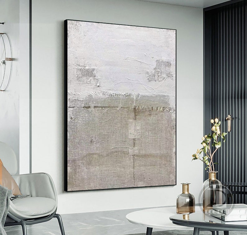 Wabi Sabi Wall Art Gray White Minimalist Abstract Painting on Canvas ...