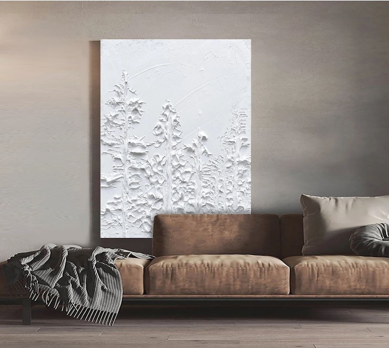 White 3d textured art white textured painting white textured wall art white wall art white abstract canvas wall art white abstract art image 6