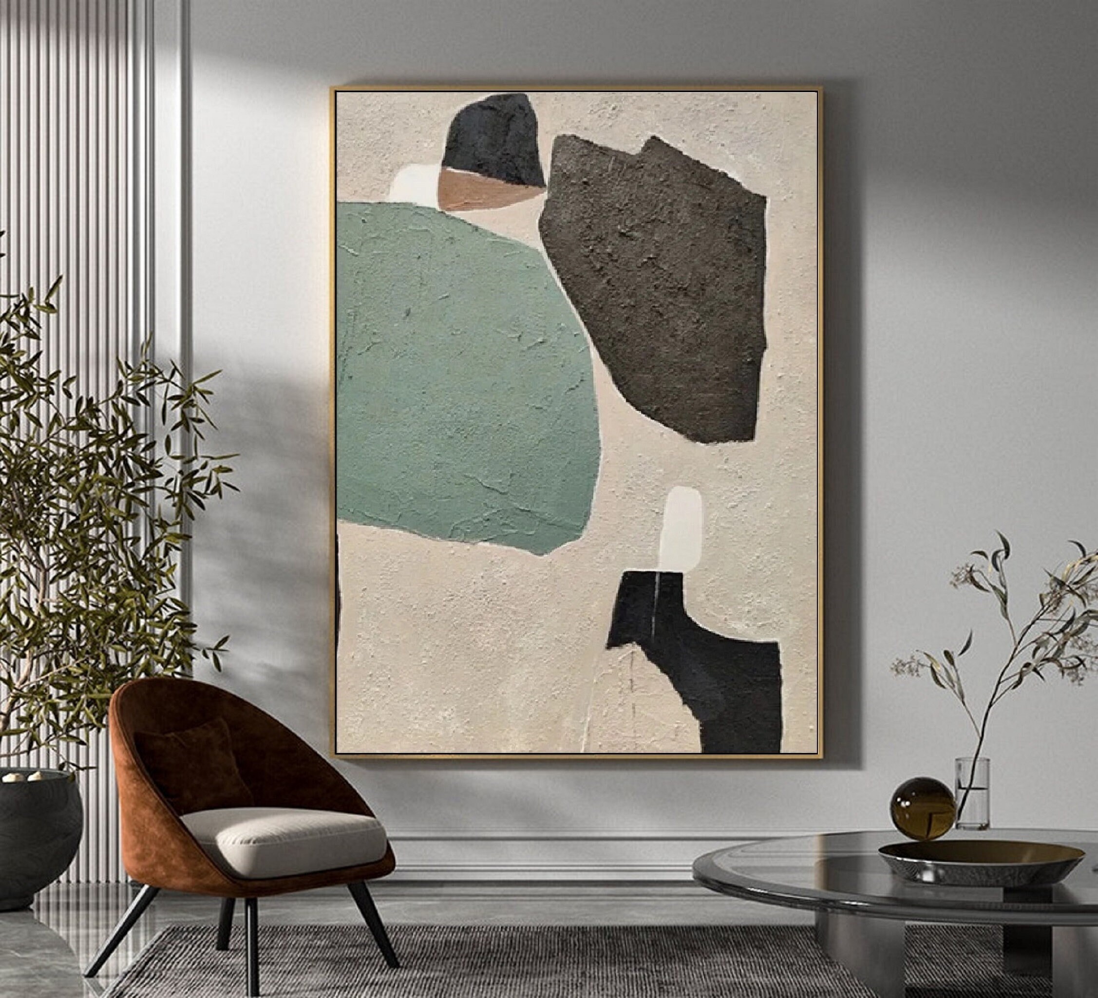 Large Beige And Black Minimalist Abstract Painting On Canvas Wabi Sabi Large Beige And Black Minimalist Abstract Painting On Canvas Wabi Sabi