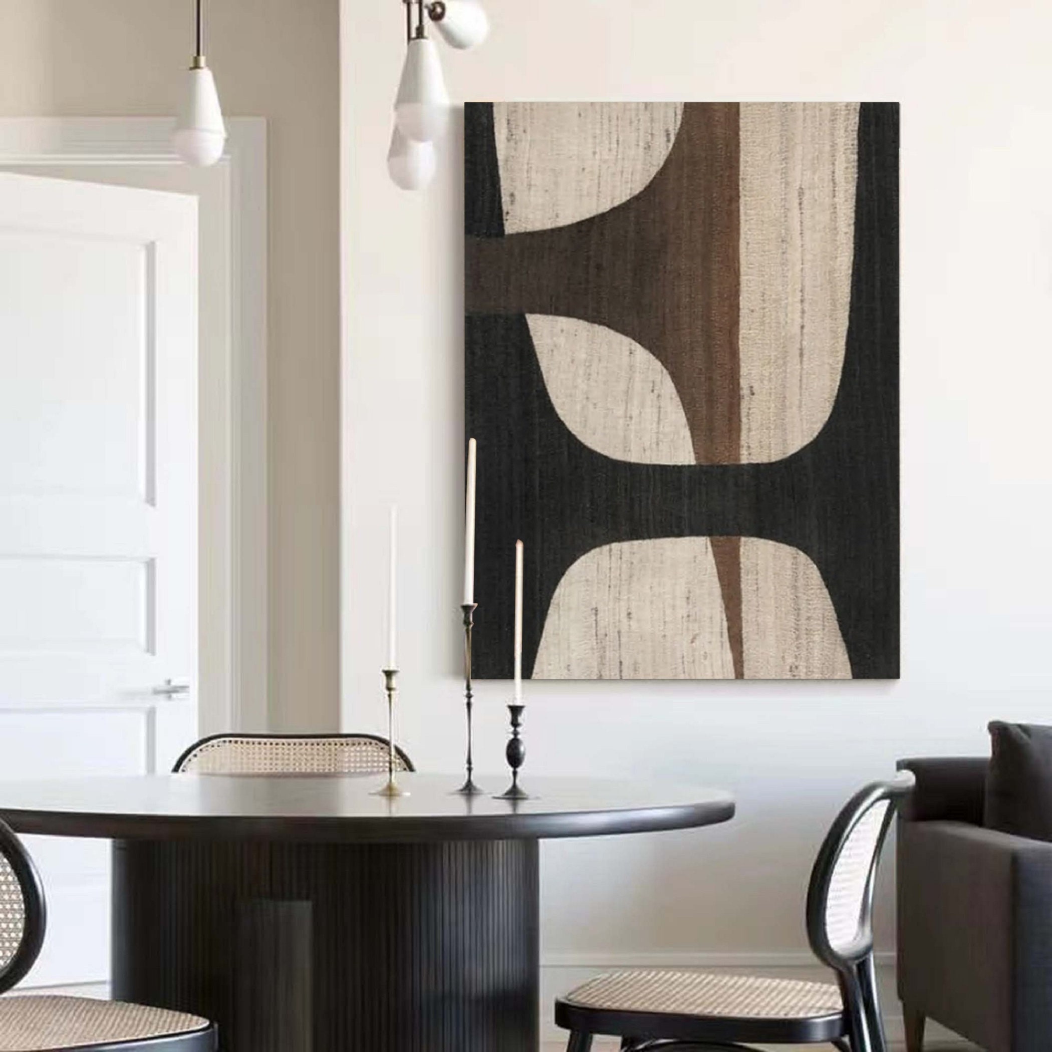 Black Brown Wabi Sabi Textured Wall Art,large Abstract Painting on ...