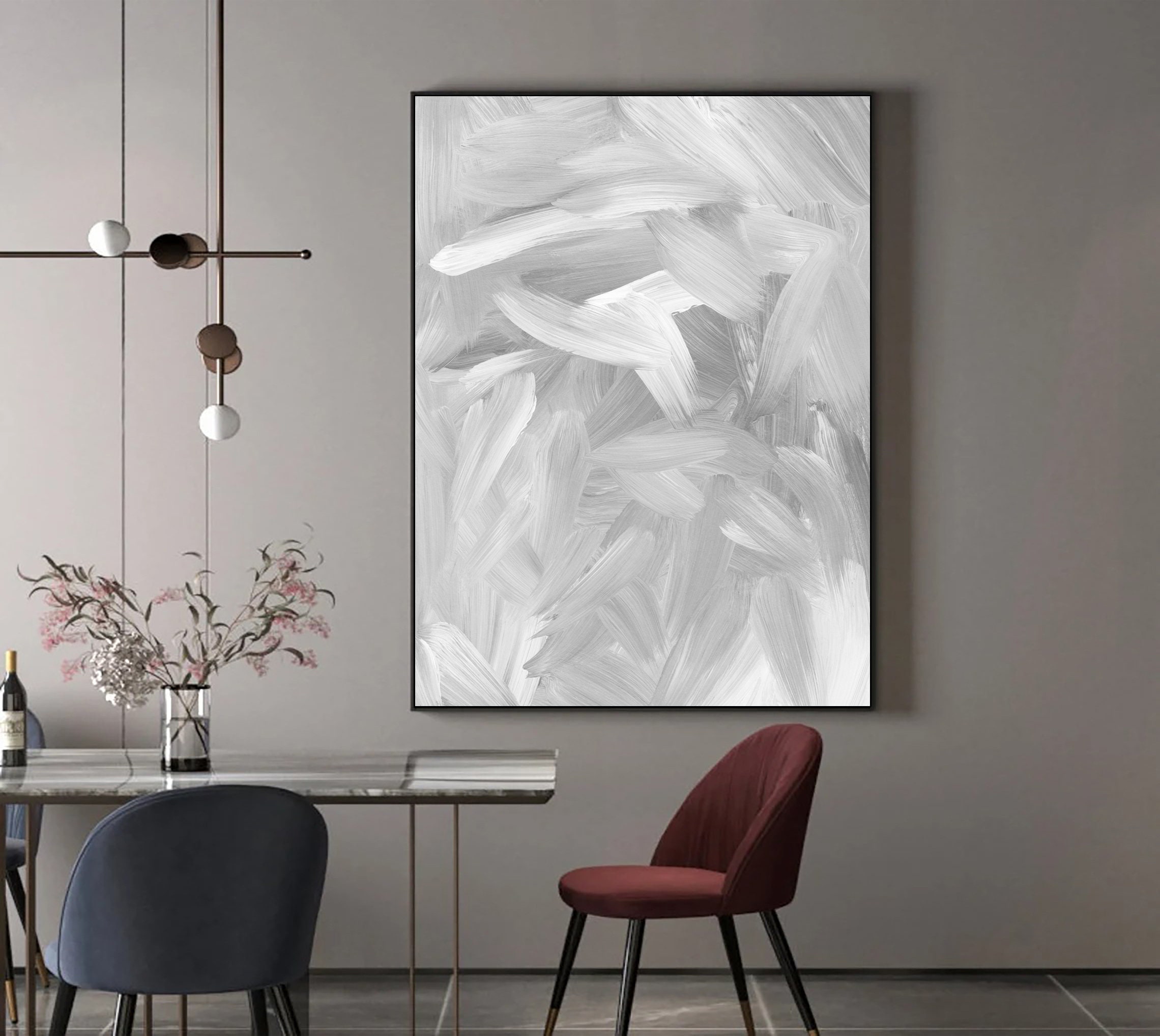 Gray White Abstract Painting on Canvas Gray White Textured Wall Art ...