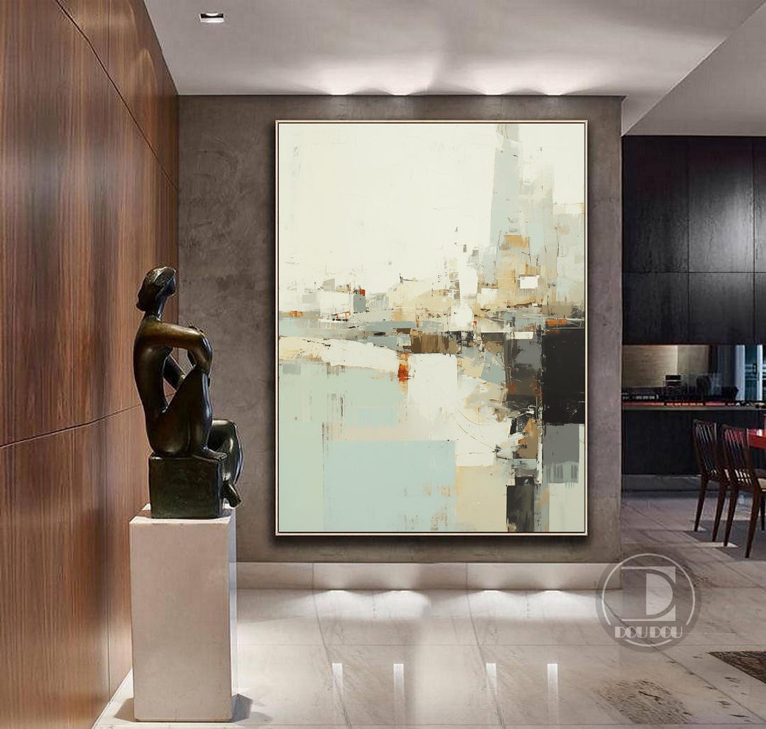 Large Beige Abstract Painting on Canvas,unique Textured Wall Art,oil ...