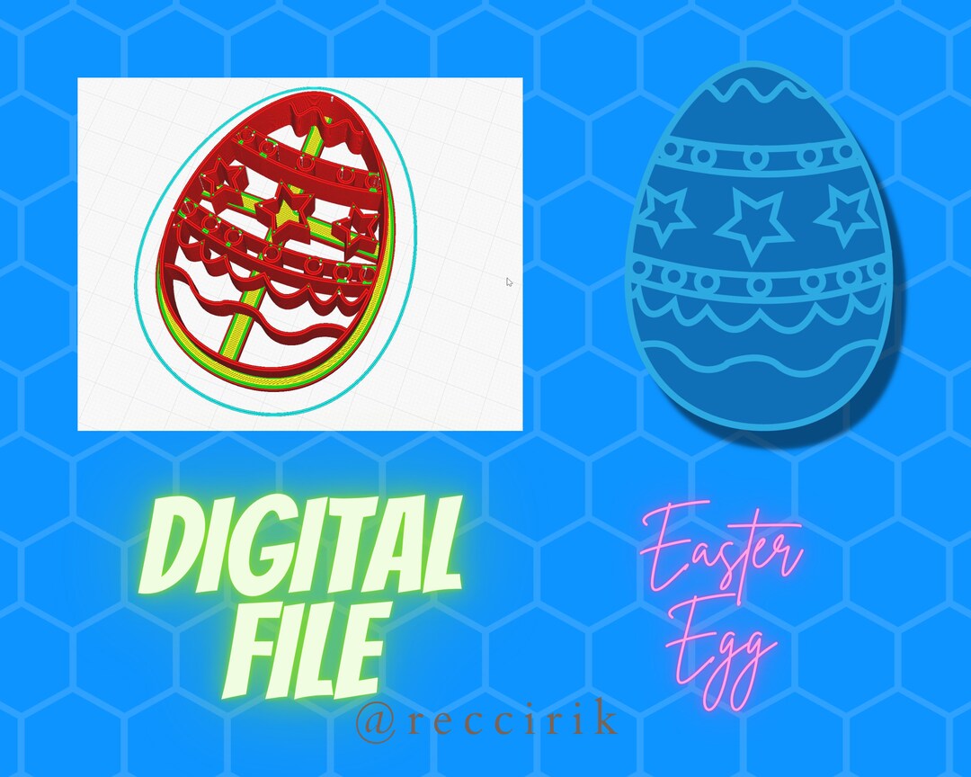 Easter Egg Shaped Cookie Cutter STL File for 3d Printers Digital