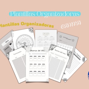 Plantillas organizadoras editables en canva, color gris. Separadores para tu agenda