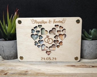 Personalisiertes Hochzeitsgeschenk / Hochzeitskarte aus Holz / Geldgeschenk für Brautpaar / Geldverschenken / Geschenkkarte / Geschenkidee