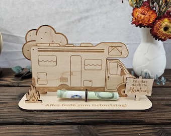 Geldgeschenk für Camping, Geburtstagsgeschenk Camper, Wohnmobil Geschenk, Geschenke für Camper, Geschenkidee für Wohnwagen personalisiert