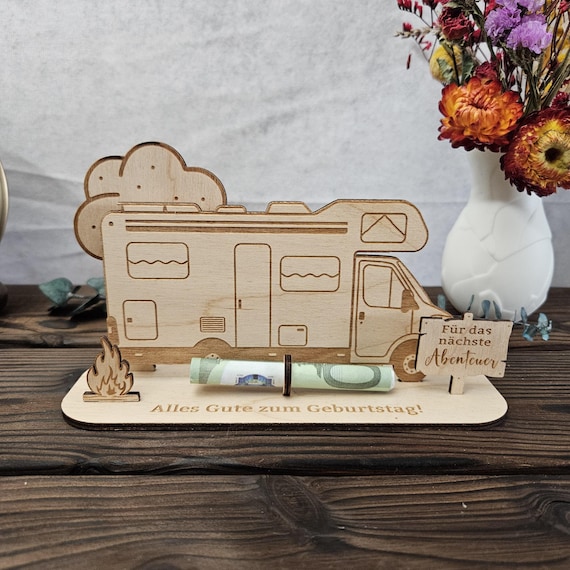 Geldgeschenk für Camping, Geburtstagsgeschenk Camper, Wohnmobil Geschenk, Geschenke für Camper, Geschenkidee für Wohnwagen personalisiert