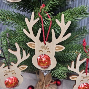 Personalisierte Rudolph Rentier, Anhänger Weihnachten, Gastgeschenk Weihnachten, Weihnachtsbaum Anhänger, Weihnachtsdeko aus holz