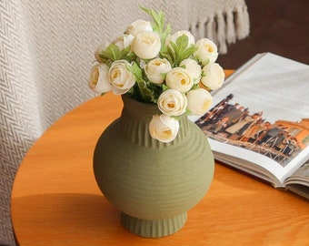 Athens Large Ceramic Vase Matt Olive