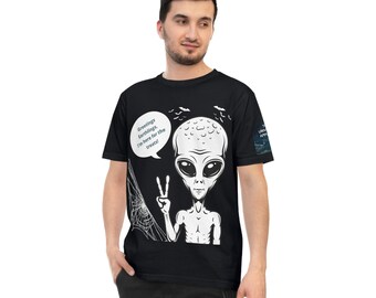 Alien Halloween Unisex Funny T-shirt, Black Tee, Black Top, Printed T-Shirt, Space lover, UFO shirt, UAP, Aliens are real, Alien Believer