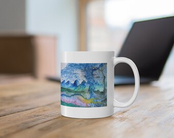 Heaven and Earth And All in The Between - Interaction White Ceramic Coffee Cup 11oz/0,33l original art, artsy mug, art cup