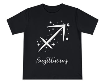 Sign of Zodiac Sagittarius Unisex Classic T-shirt, Gift for November born, Horoscope, Black and White Tee, Black Top, Printed T-Shirt