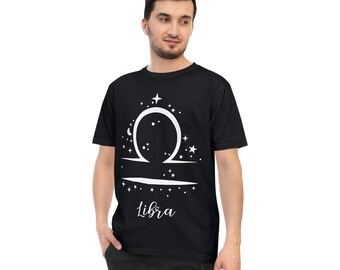 Sign of Zodiac Libra Unisex Classic Jersey T-shirt, Gift for July August born, Horoscope, Black and White Tee, Black Top, Printed T-Shirt