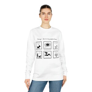 Rzeczy, które robię w wolnym czasie Psy Unisex Organiczny Ekologiczny Długi rękaw Biały T-shirt Miłośnik psów T-shirt Prezent dla mamy psa Tata psa Top