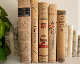 Vintage tan red & black vintage books