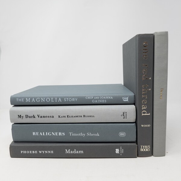 Gray book bundle (Set of 6)- hardcover gray books, gray bookshelf home decor, grey home accents, modern home decor