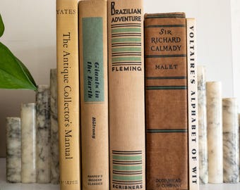 Tan Vintage Books - Neutral Home Decor
