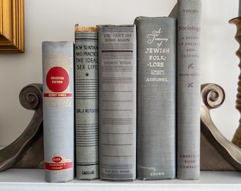 Gray Vintage Books - Set of 5