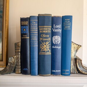 Vintage Blue Hardcover Book Set: 1940s-60s Home Decor