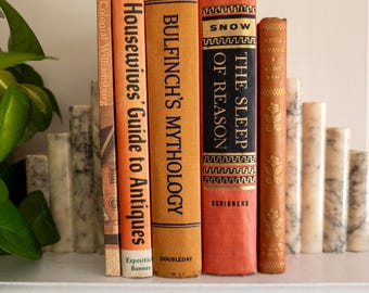 Orange Vintage Book Bundle - Decorative Book Stack