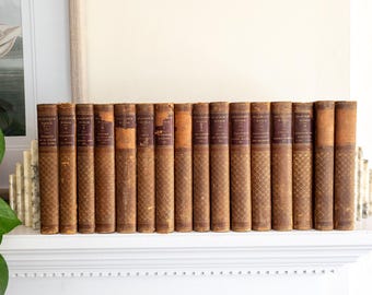 1885 Works of Thomas De Quincey - leatherbound books with marbled pages