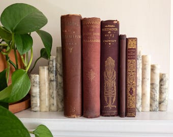 Libros antiguos rojos y dorados - Juego de 5