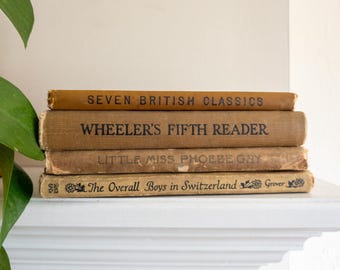 Vintage Children's Book Bundle - Neutral Kids Room Decor
