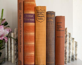 Orange vintage books - set of 5