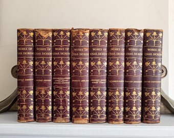 Antique Charles Dickens Leather Books