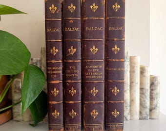 Libros antiguos de cuero de Honore de Balzac.