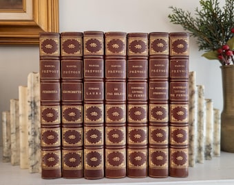 Marcel Prevost Novels - antique leatherbound books