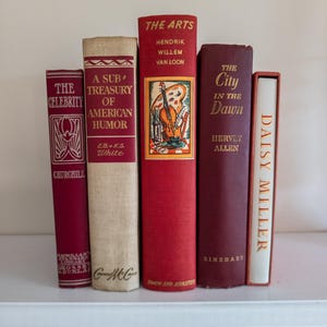 Red Vintage Hardcover Book Bundle: Home Decor Display Books