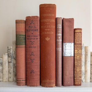 Vintage Red and Purple Hardcover Book Set - Home Decor Staging