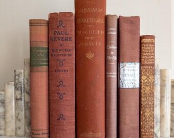 Vintage Red and Purple Hardcover Book Set - Home Decor Staging