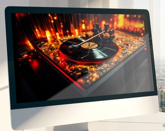 Neon Nostalgia: Digital Dreams Vinyl Record Player Digital Download | Scritches & Co.