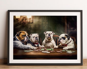 Bulldog Bluff: Digital Download of British Bulldogs Playing Poker