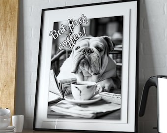Instant Joy: British Bulldog Coffee Digital Poster | Printable Coffee Lover&#39;s Art | Scritches & Co. Digital Download