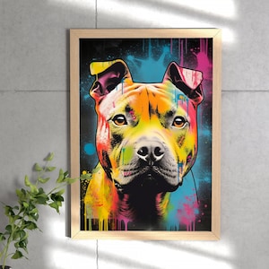 Splatter Bull V2 - Vibrant Painted Staffordshire Bull Terrier Digital Download