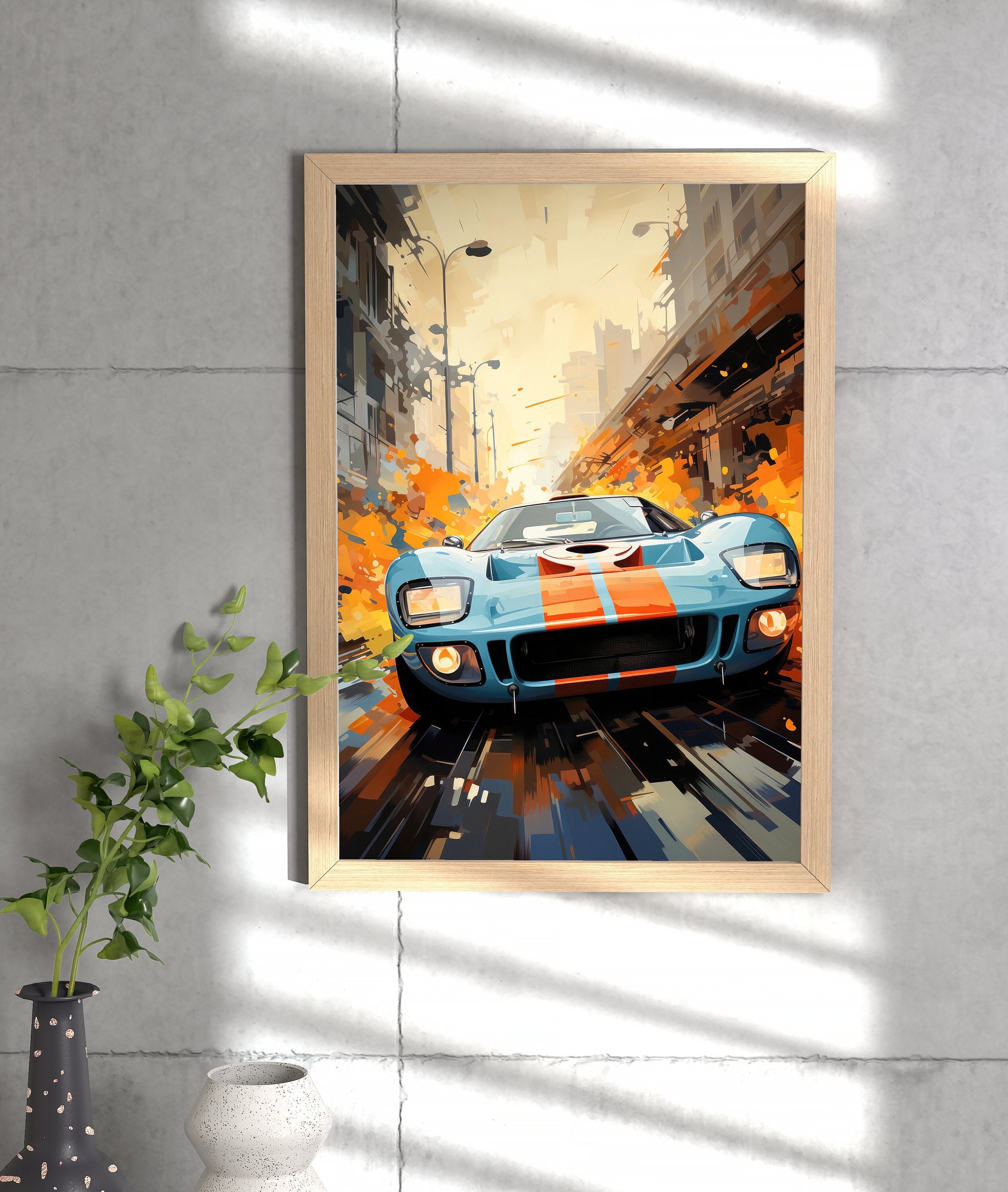 Ford GT40 Gulf Colors - Precise Architecture Painting Style - Digital Download