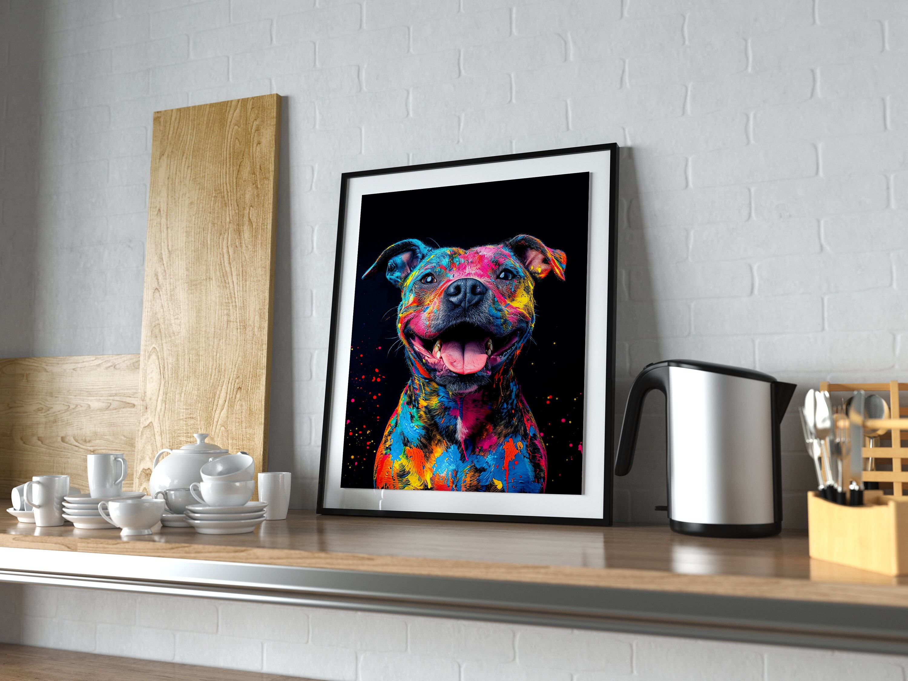 Colorburst Bull 2.0 - Vibrant Painted Staffordshire Bull Terrier Poster