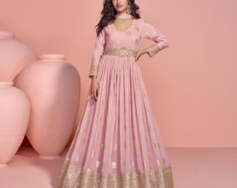 alia cut dress Taani green premium readymade alia cut gown with dupatta set