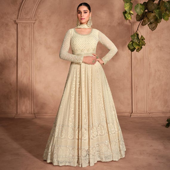 chikankari designer dress Roshni Chikankari Angharka | Annus Abrar